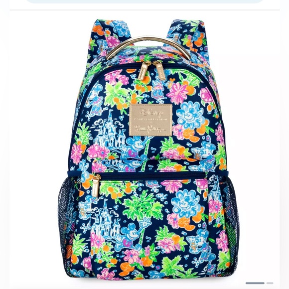 NWT Disney x Lilly Pulitzer Mickey and Minnie Mouse cinderella castle backpack - Picture 1 of 15